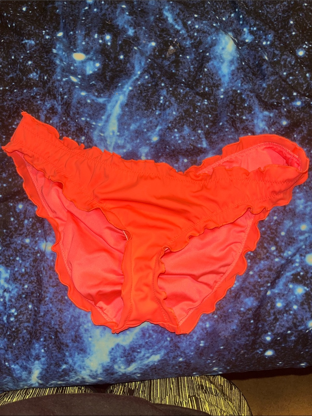 Victoria's Secret Neon Coral Ruffle Bikini Bottoms